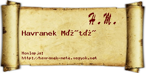 Havranek Máté névjegykártya