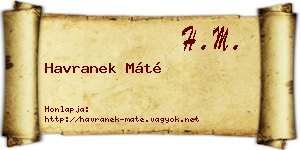 Havranek Máté névjegykártya